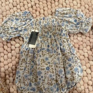 Floral Blue and White Kids One Piece
